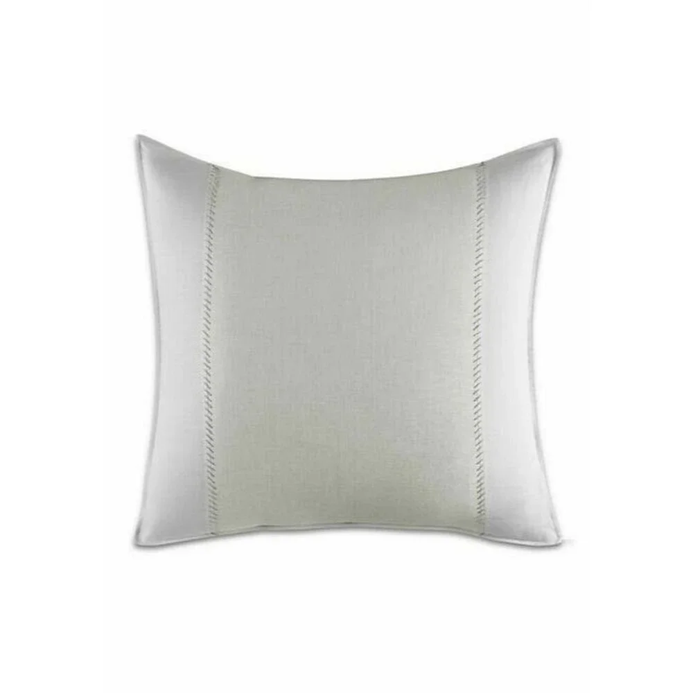 Vera Wang Painted Stripe European Euro Sham Aqua White Ramie Linen Dorm 26x26